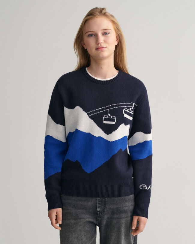 Teens Alpine Jacquard Rundhalspullover