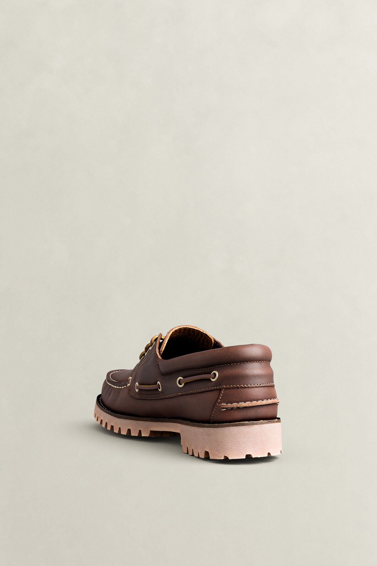 Tratton Leather Boat Shoes — COGNAC BROWN