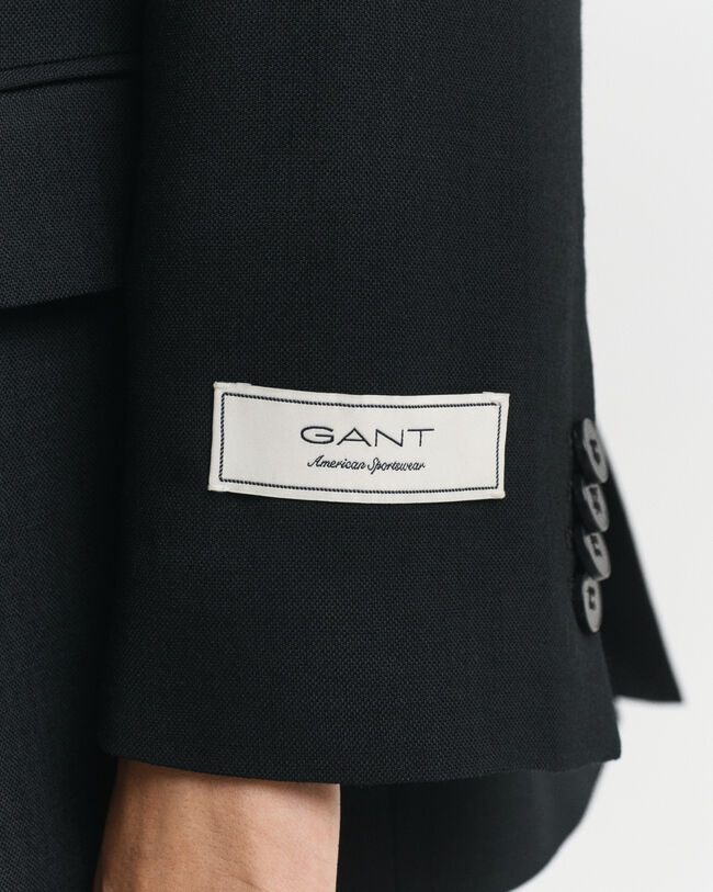 Zweireihiger Relaxed Fit Hopsack Blazer aus Wollgemisch