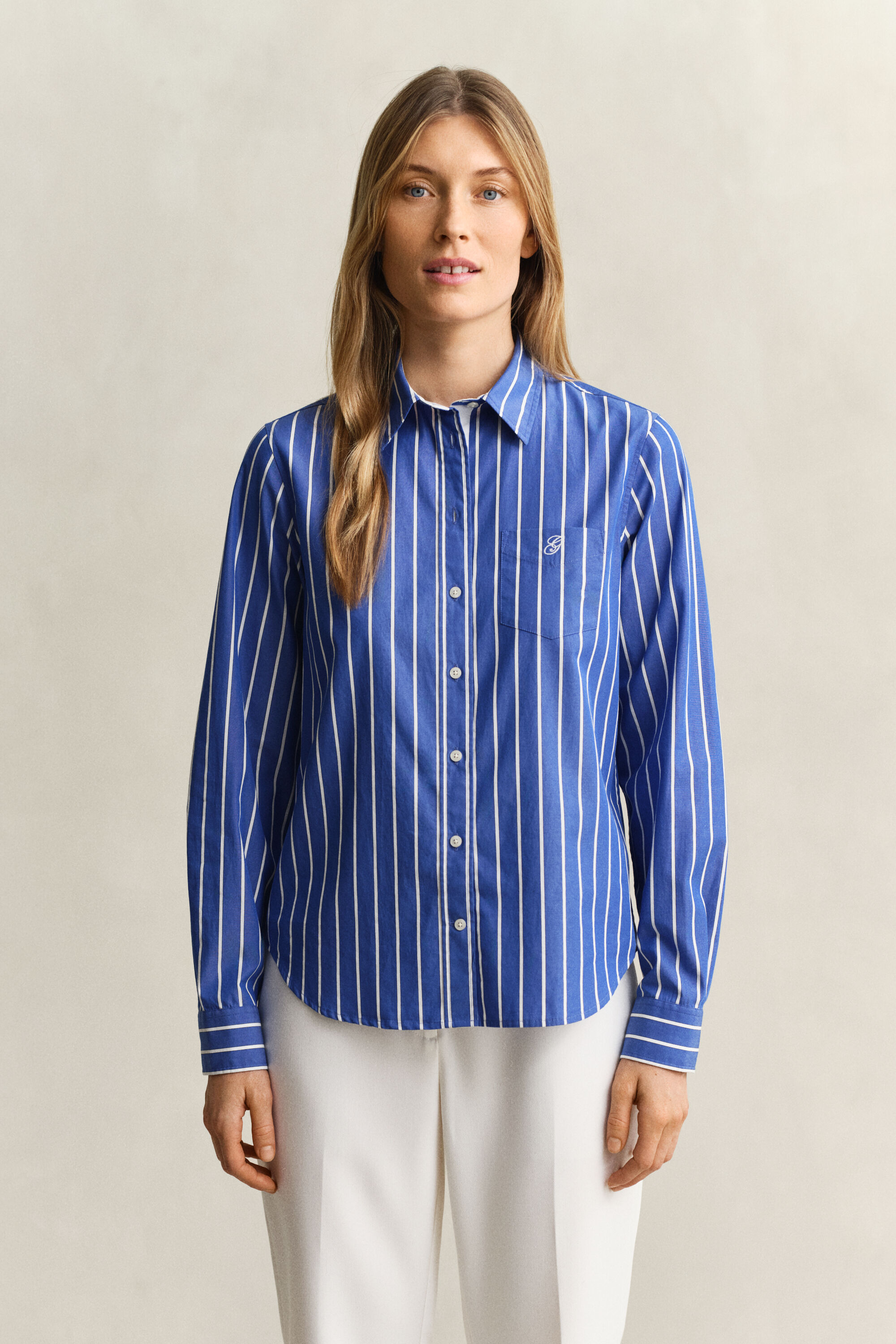 Regular Fit Classic Popeline Bluse mit Streifen
