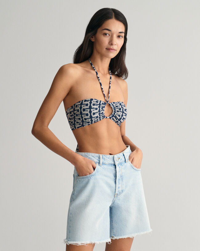 G Patterned Bandeau-Bikinioberteil