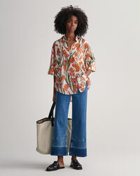 Iris Baumwoll Seiden Kurzarmbluse mit Print