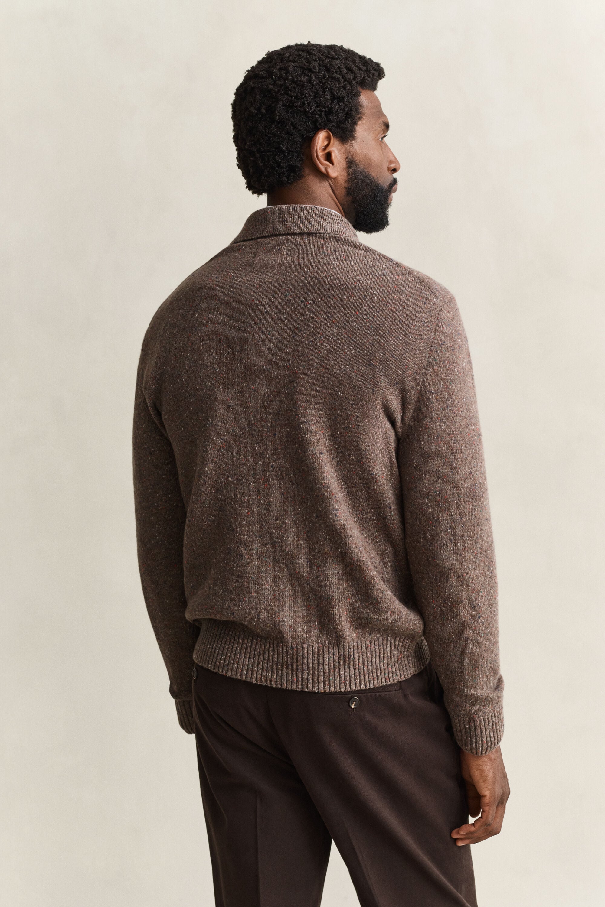 Polopullover aus Wollmix mit Noppenstruktur