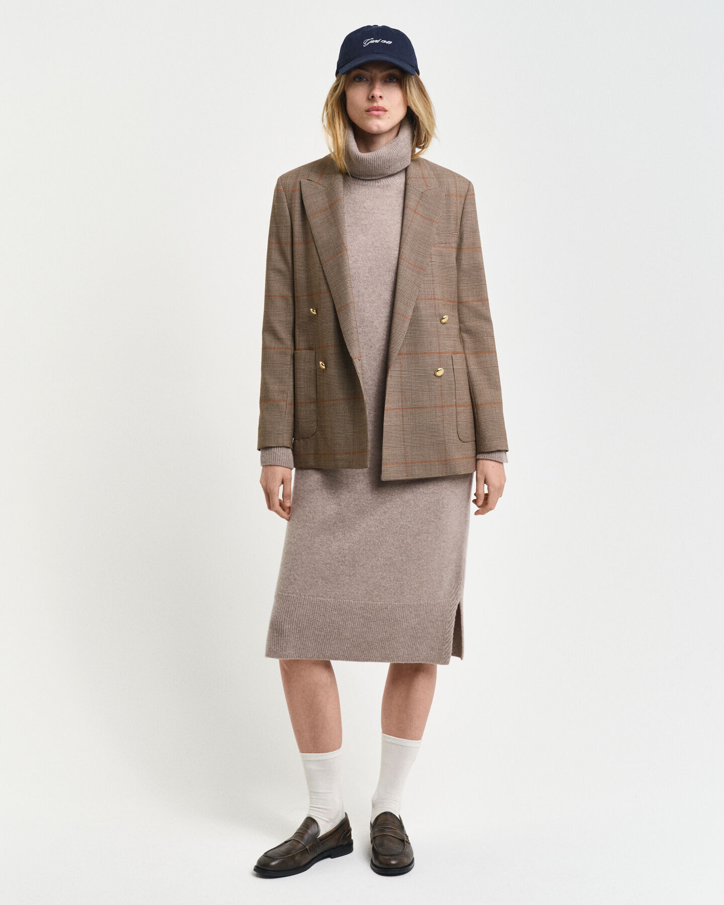 Herringbone Detail Rollkragenkleid