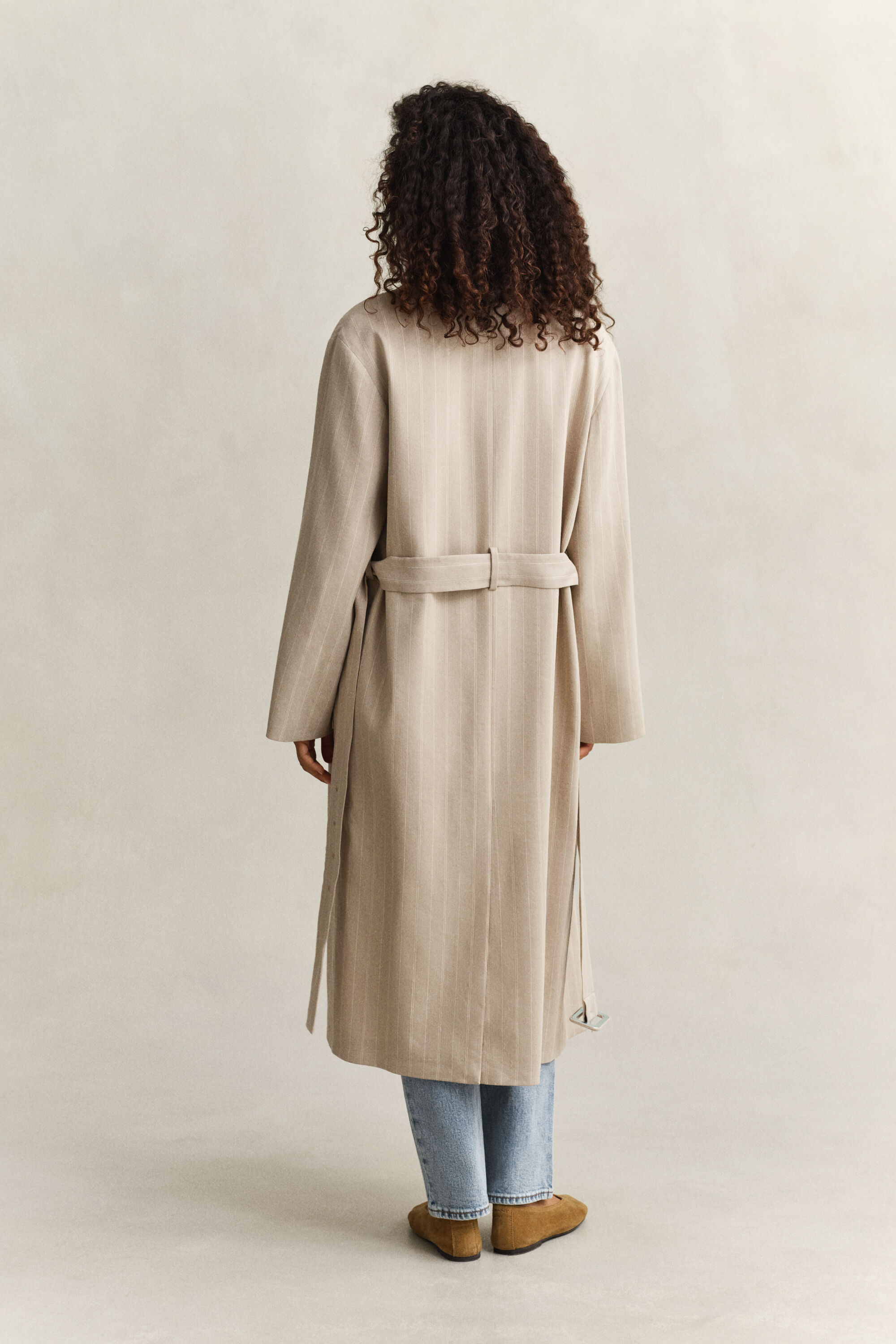 Pinstripe Mantel aus Leinenmix