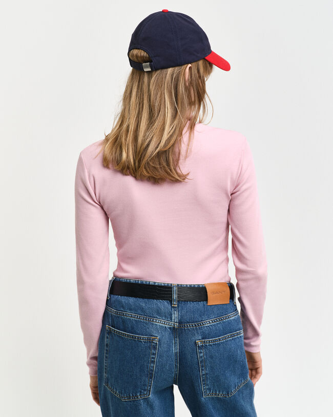 Geripptes Langarm-Rollkragenshirt