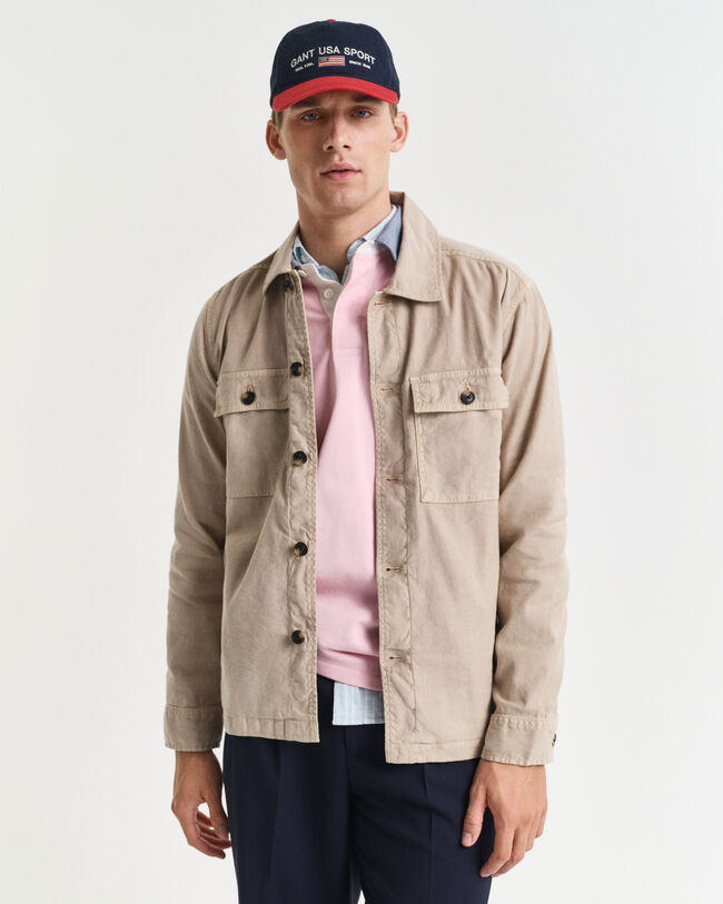 Regular Fit Hemdjacke aus Baumwolle und Leinen