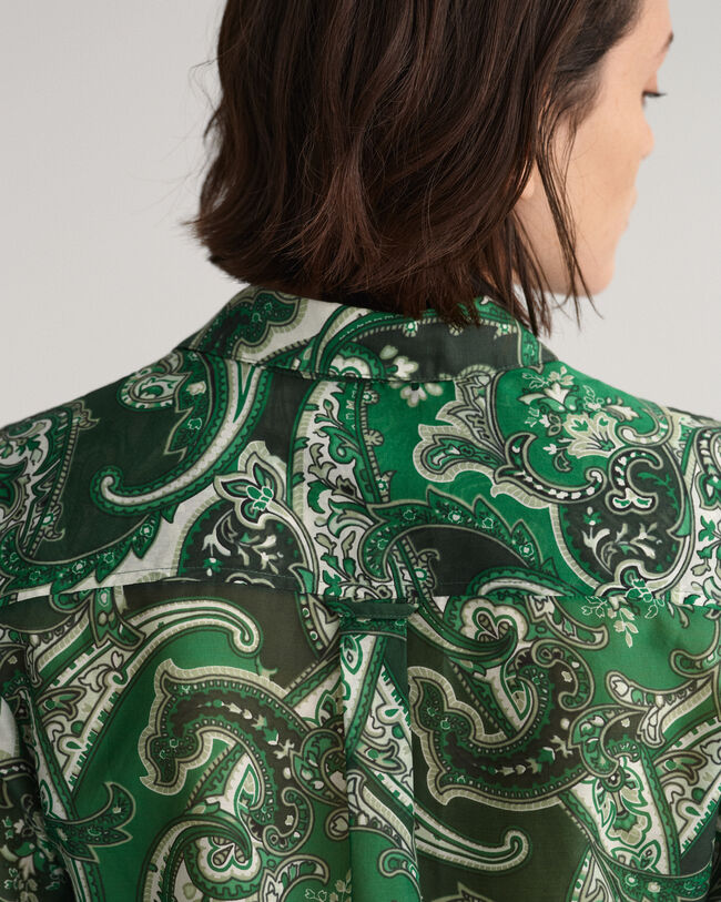 Regular Fit Paisley Bluse aus Baumwolle und Seide