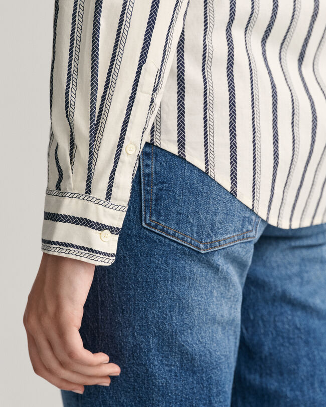 Regular Fit Rope Bluse aus Baumwoll-Voile