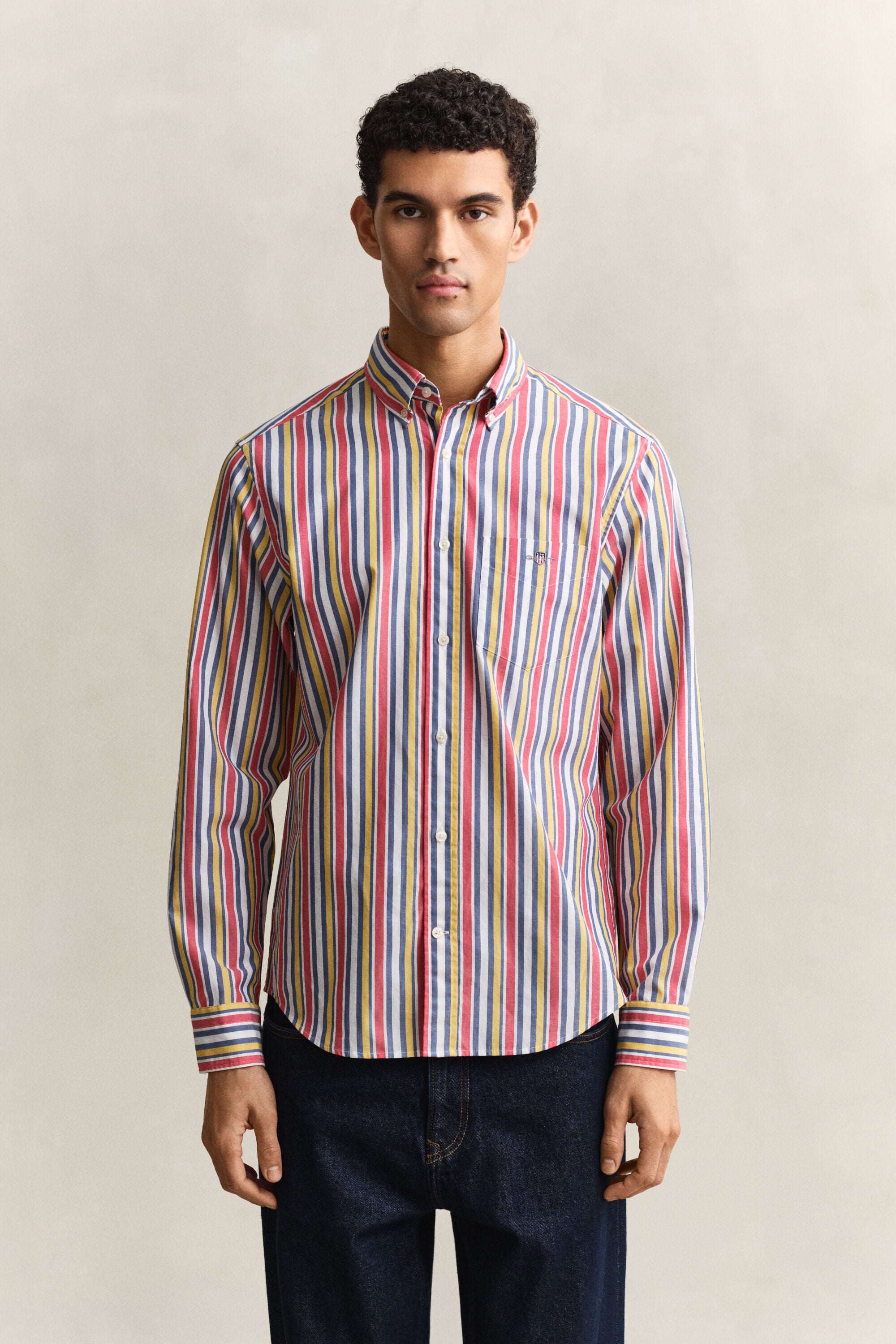 Bunt gestreiftes Popeline-Hemd