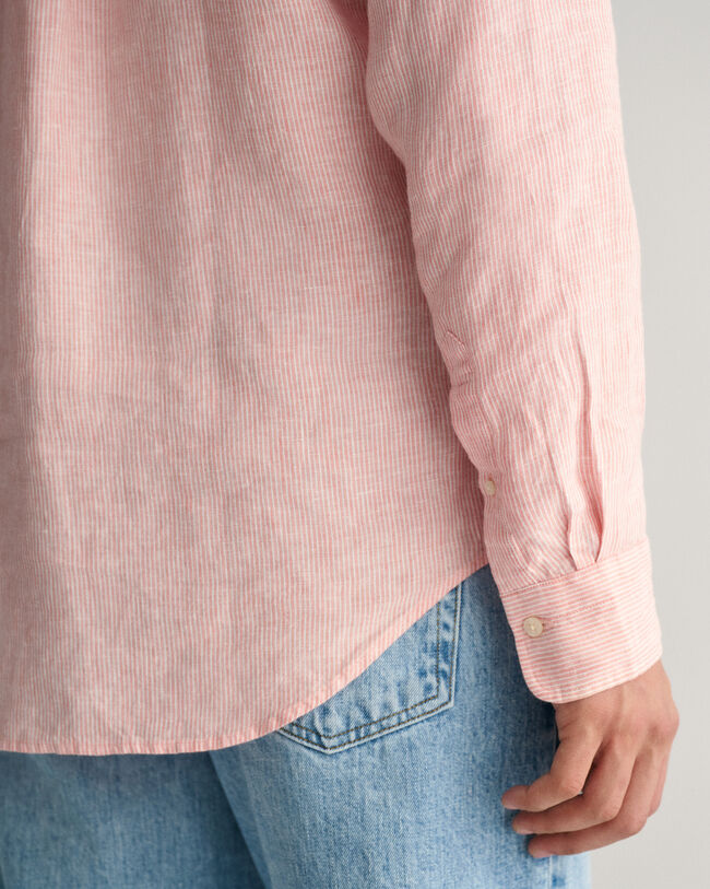 Regular Fit Leinen Hemd mit Streifen