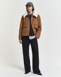 Lambswool Zopfstrick Rundhalspullover