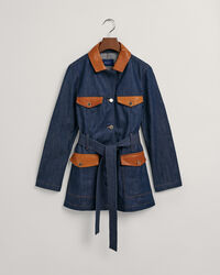 Jeansjacke mit Lederdetails