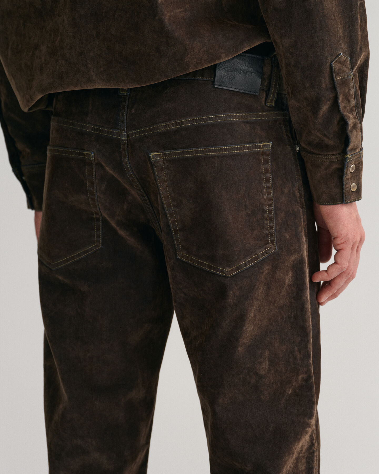 Relaxed Fit Flocked Samt Jeans