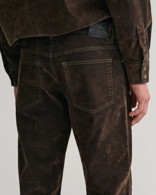 Relaxed Fit Flocked Samt Jeans