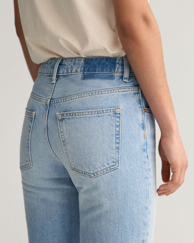 Patchwork-Jeans mit hohem Bund und geradem Bein