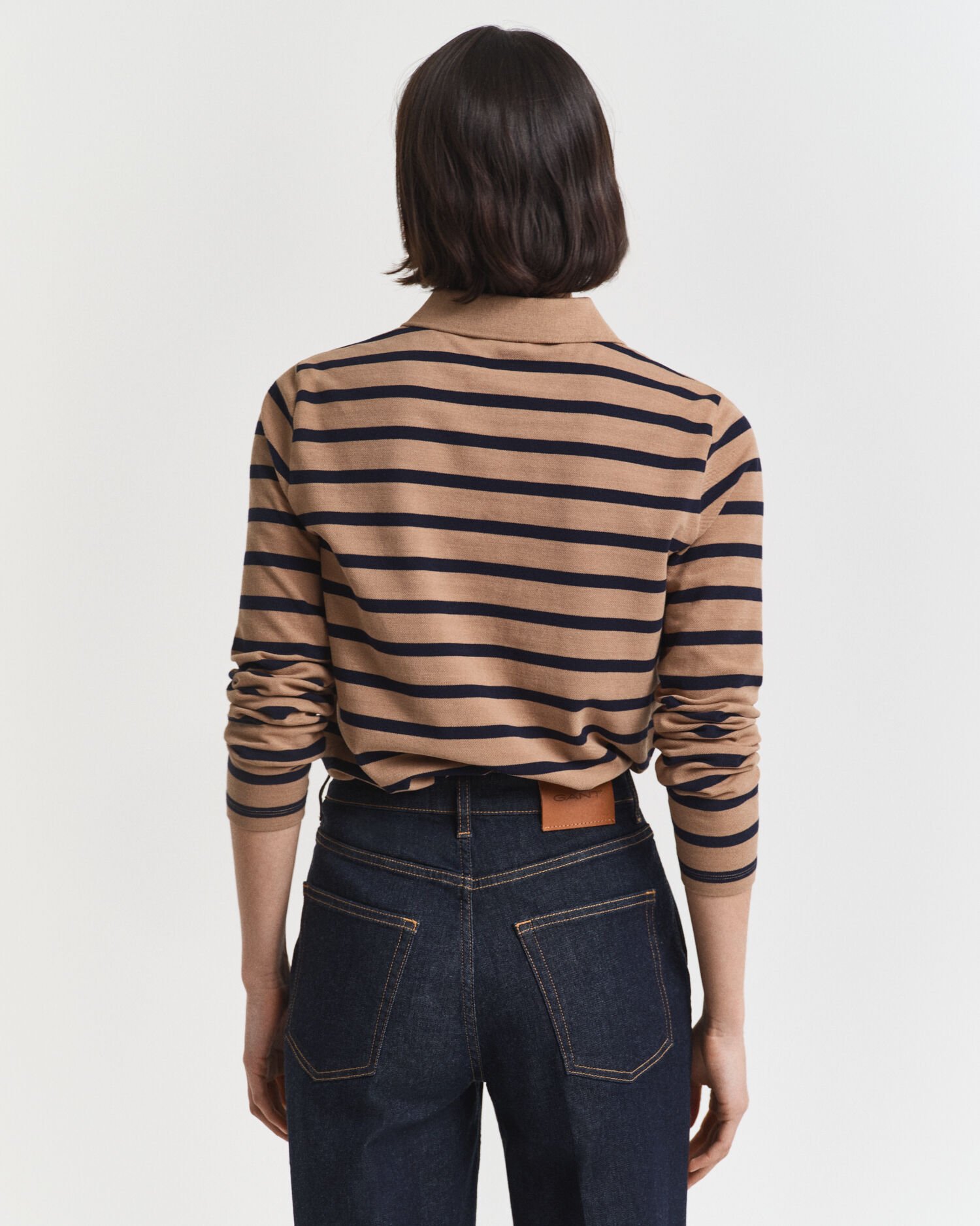 Breton Striped Piqué Langarm-Poloshirt