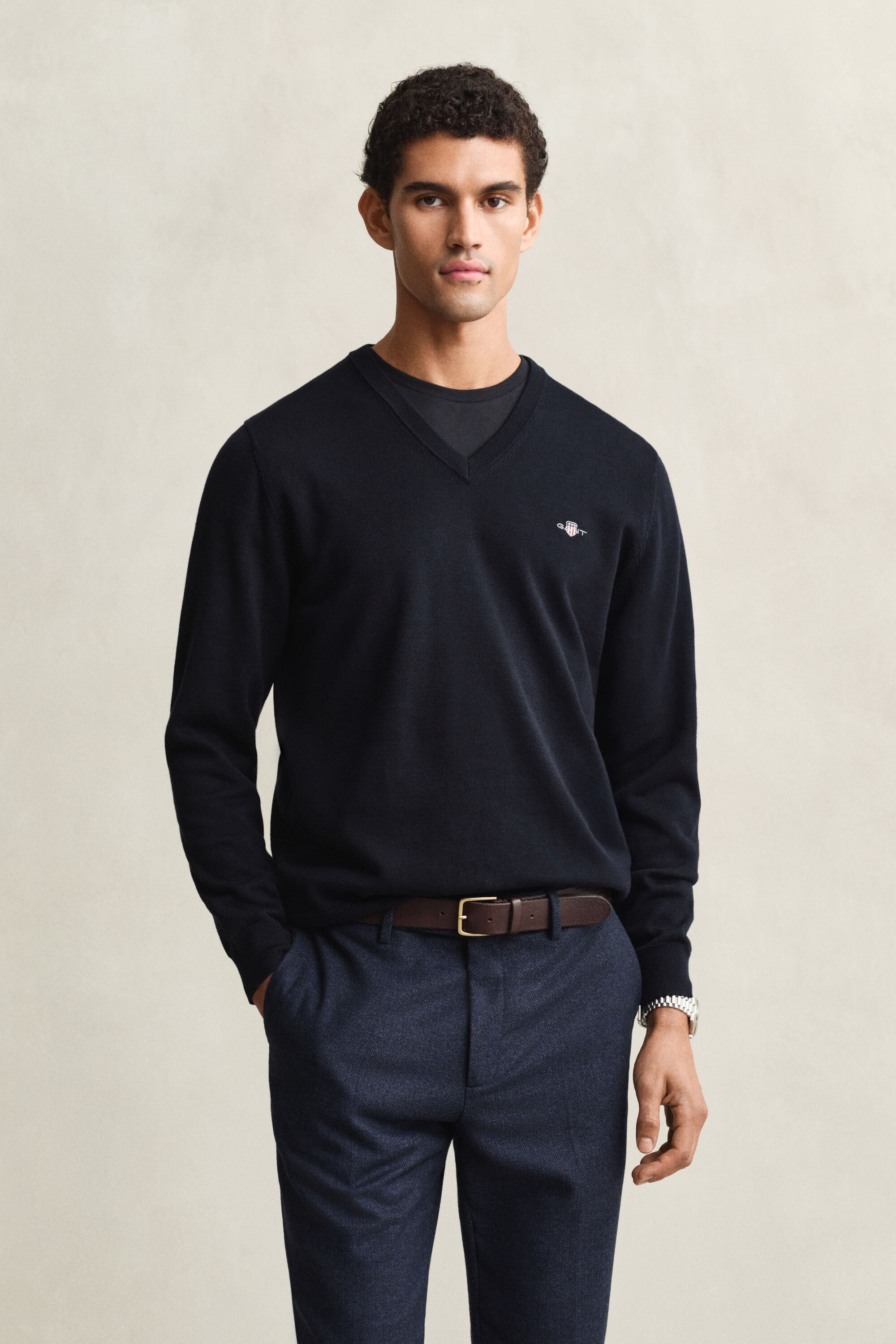 Klassischer V-Neck Pullover aus Baumwolle