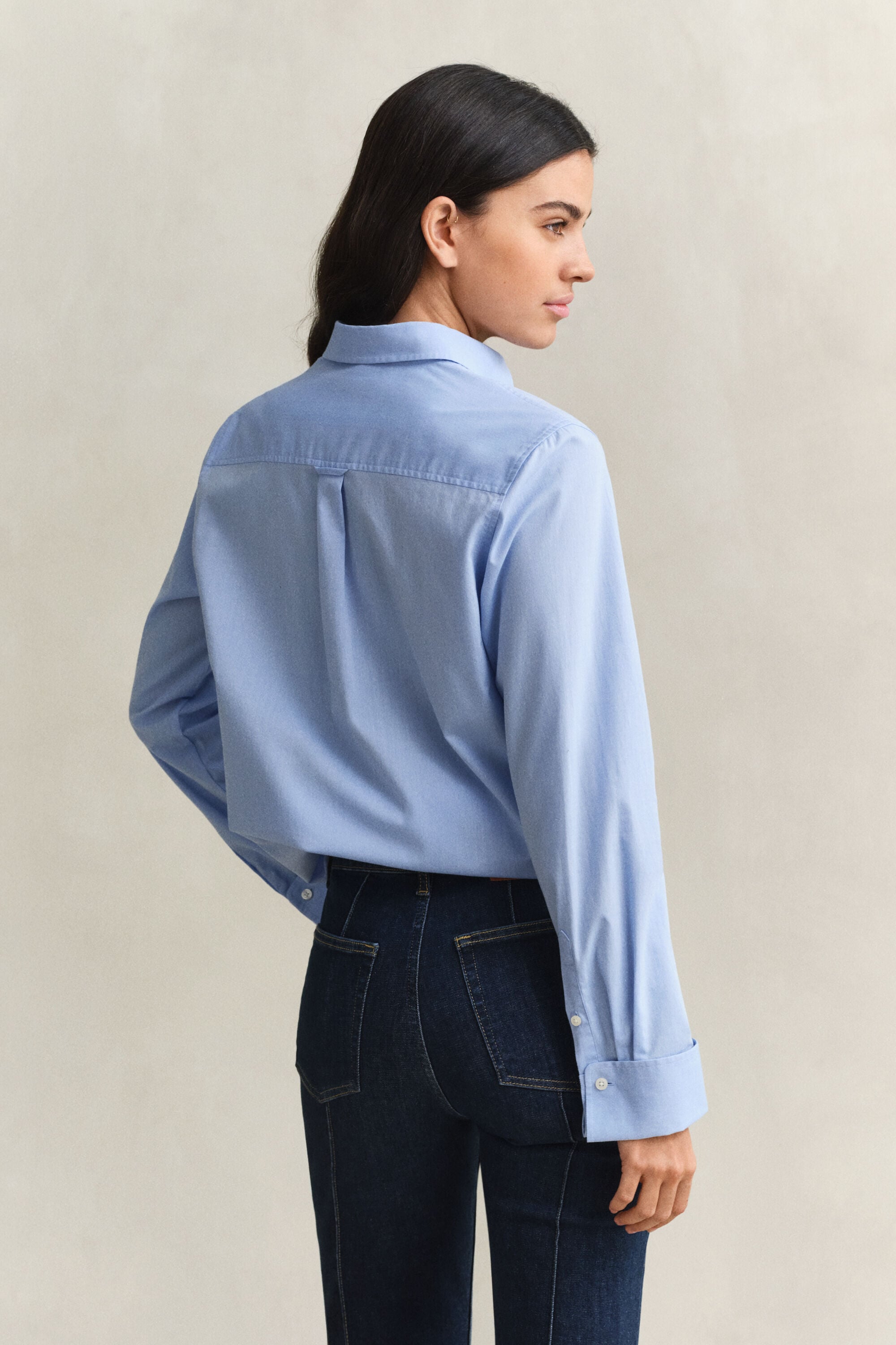 Baumwollbluse mit Umschlagmanschetten