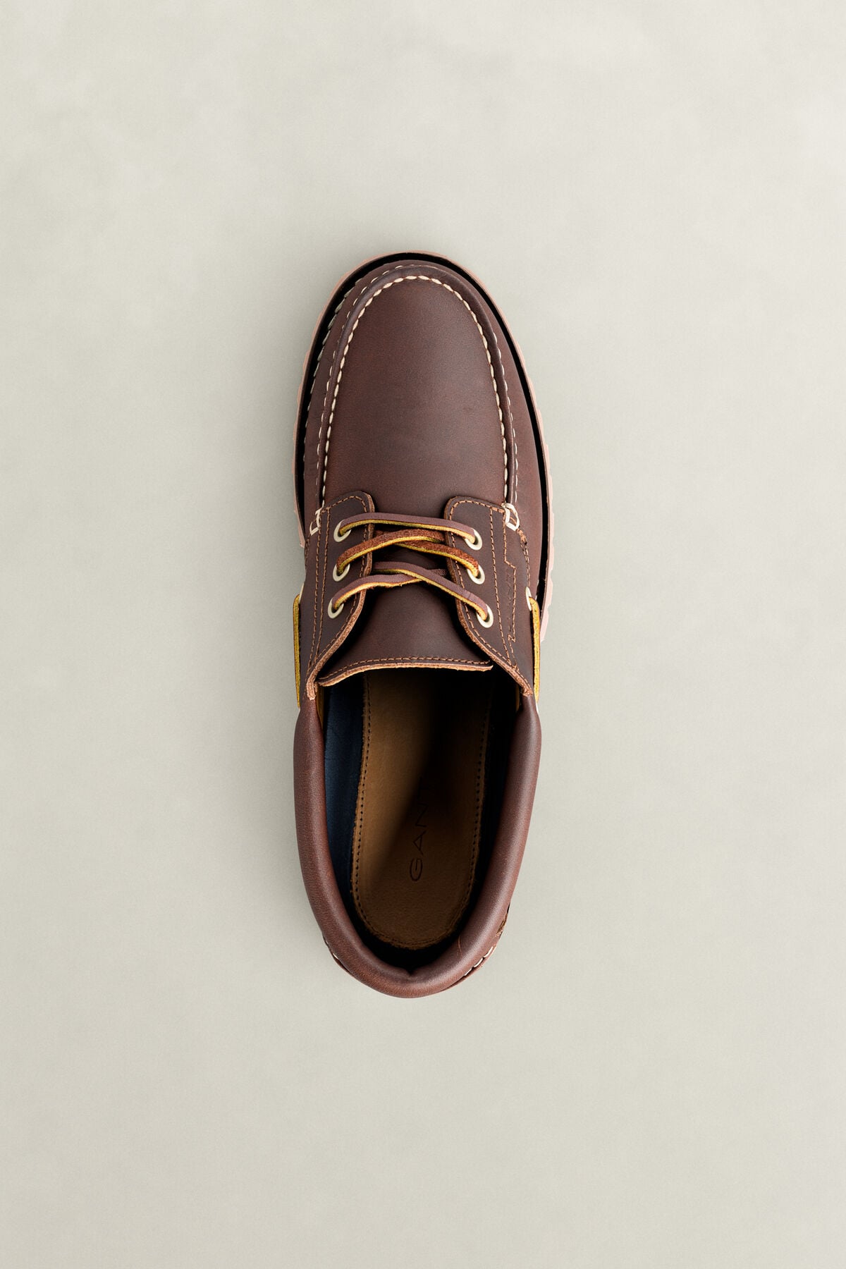 Tratton Leather Boat Shoes — COGNAC BROWN