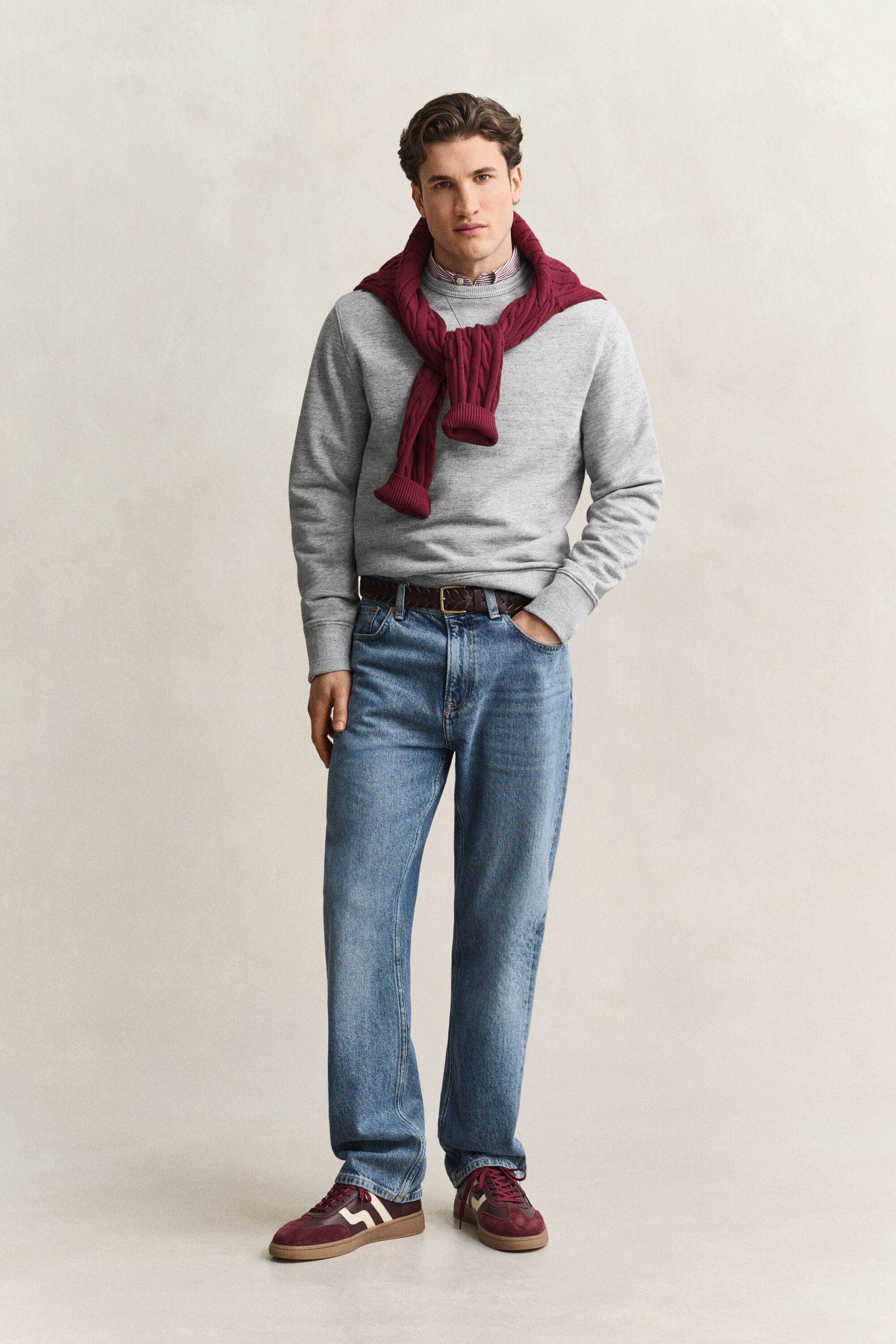Meliertes Rundhals-Sweatshirt