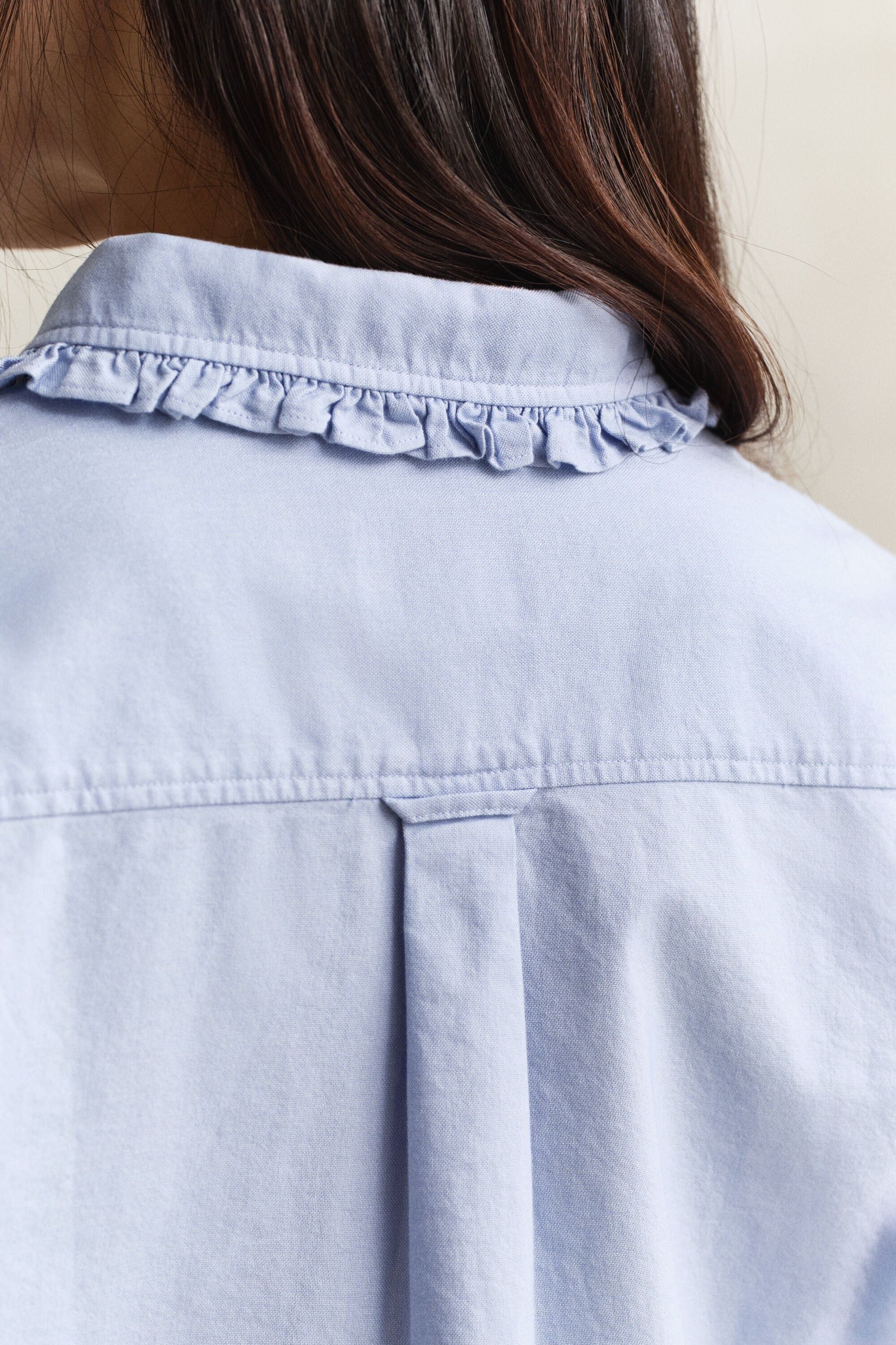 Classic Oxford-Bluse mit Rüschen