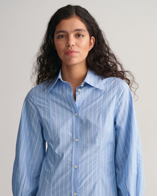 Midi-Hemdblusenkleid mit Streifen