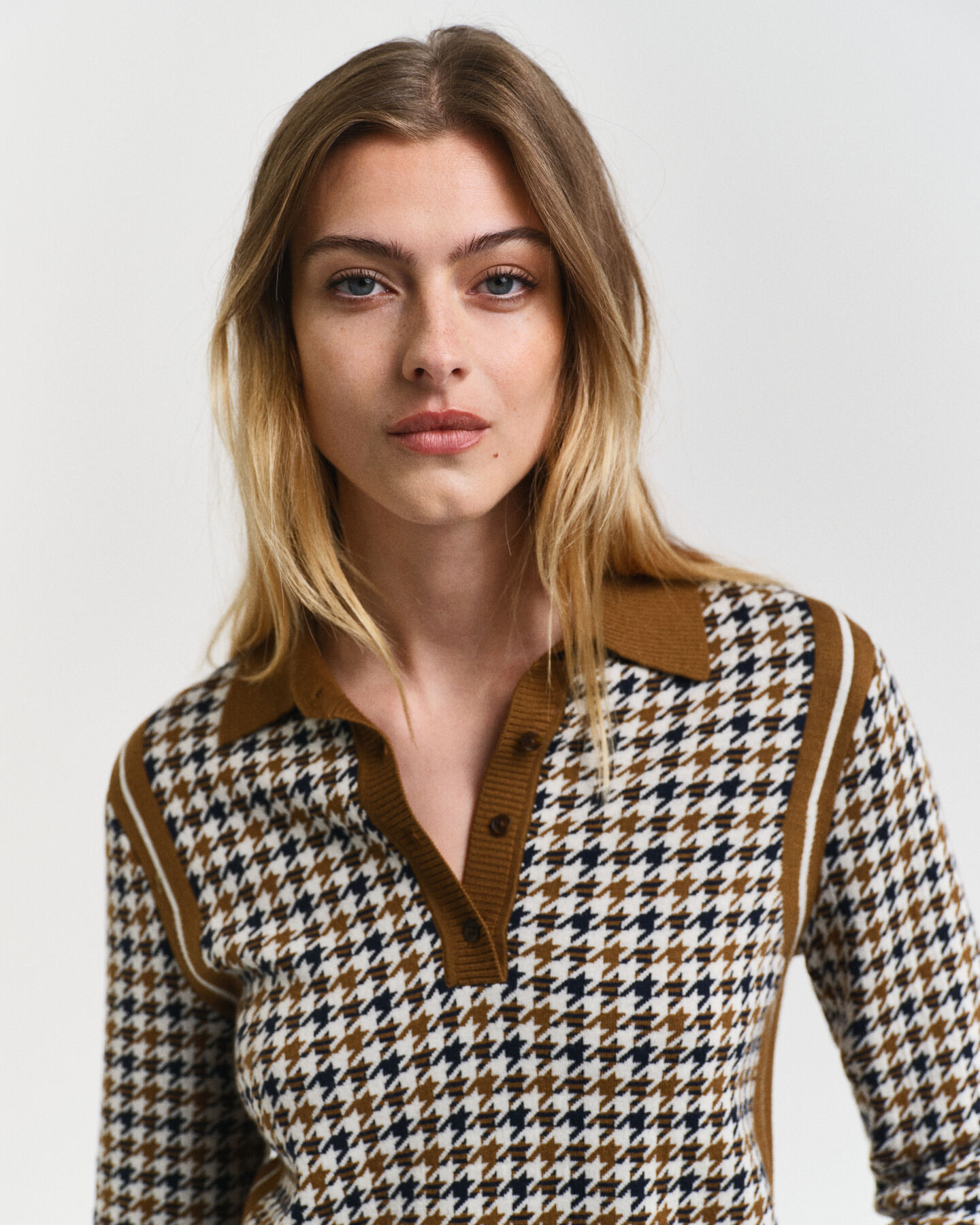Houndstooth Jacquard Polopullover