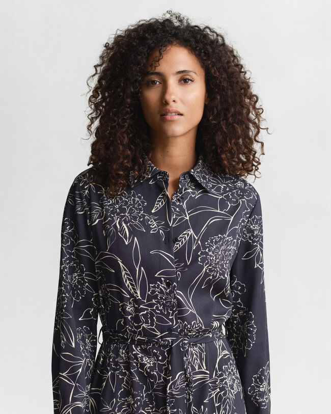 Hemdblusenkleid mit Blumen-Print