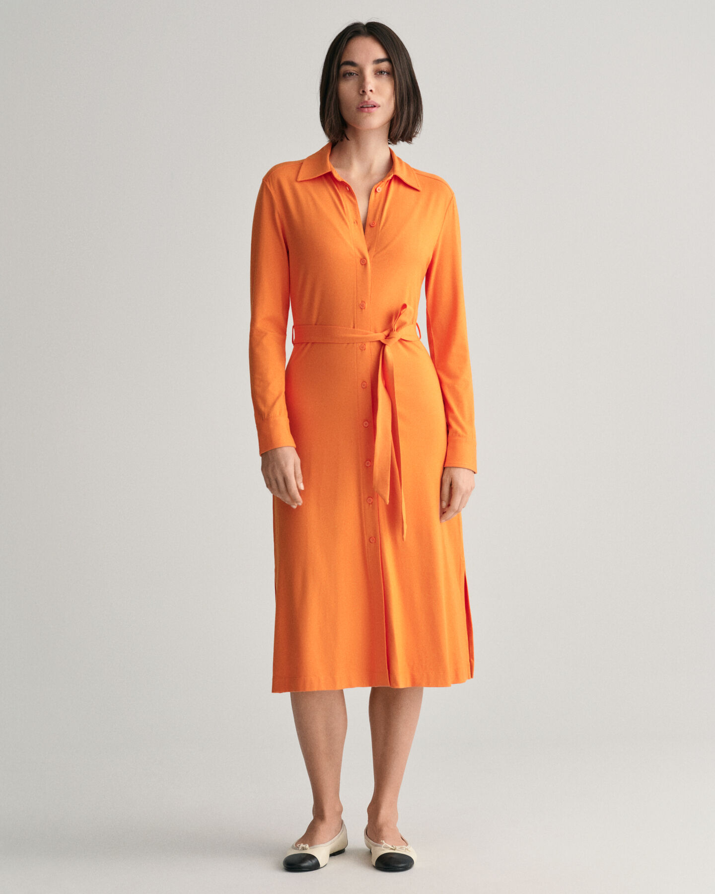 Slim Fit Jersey Hemdblusenkleid