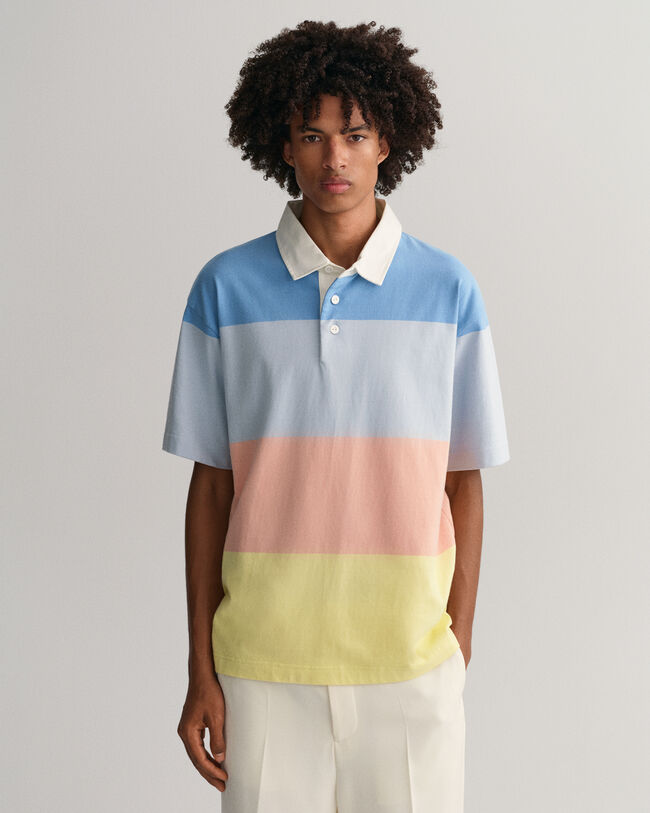 Retro Kurzarm-Rugger mit Blockstreifen