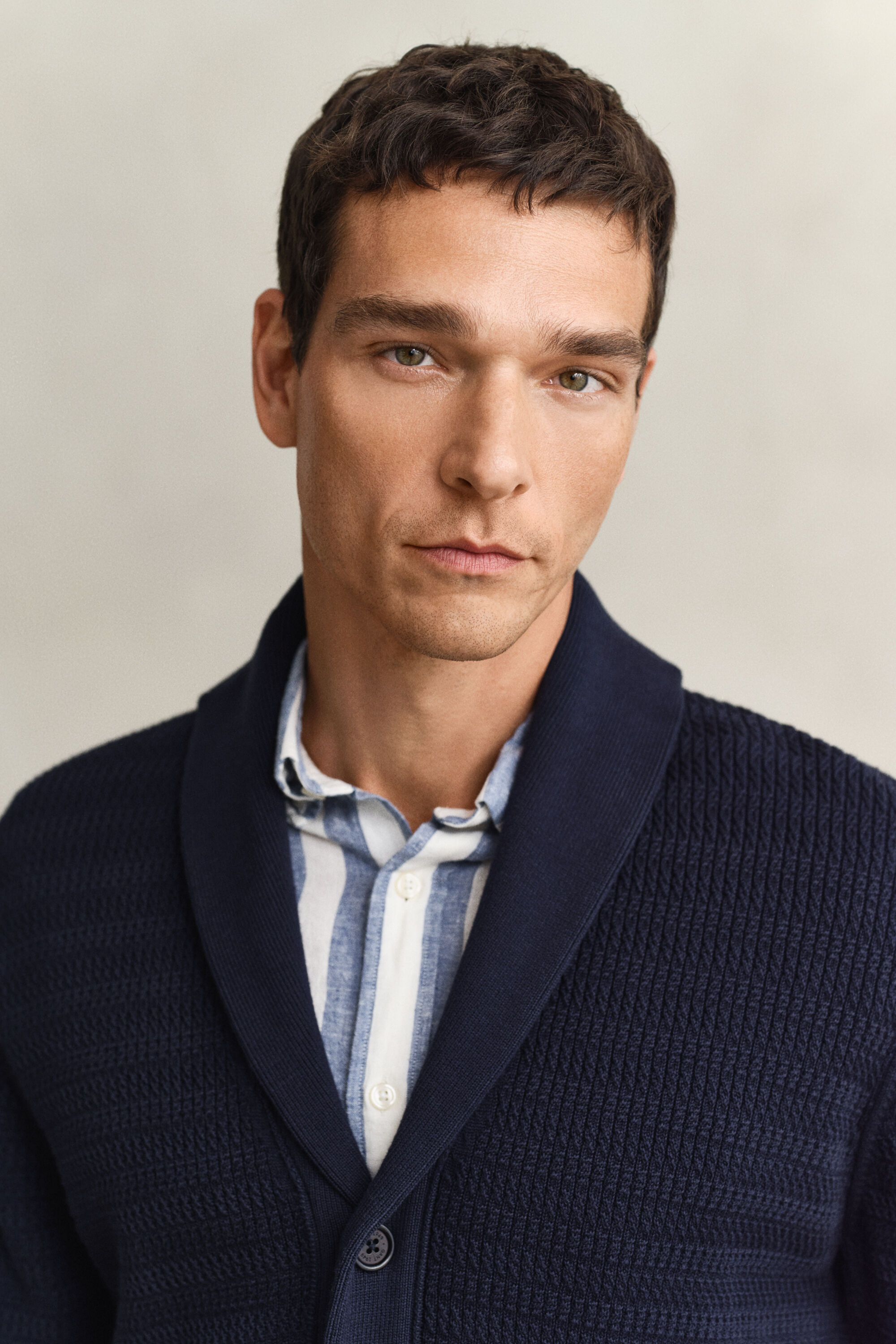 Zopfstrick Strickjacke mit Schalkragen