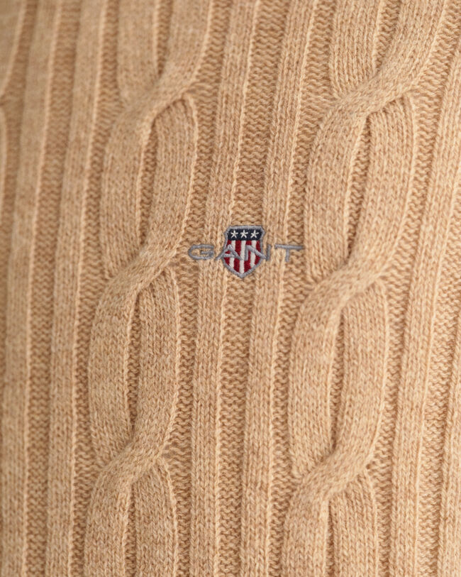 Lambswool Zopfstrick Rundhalspullover