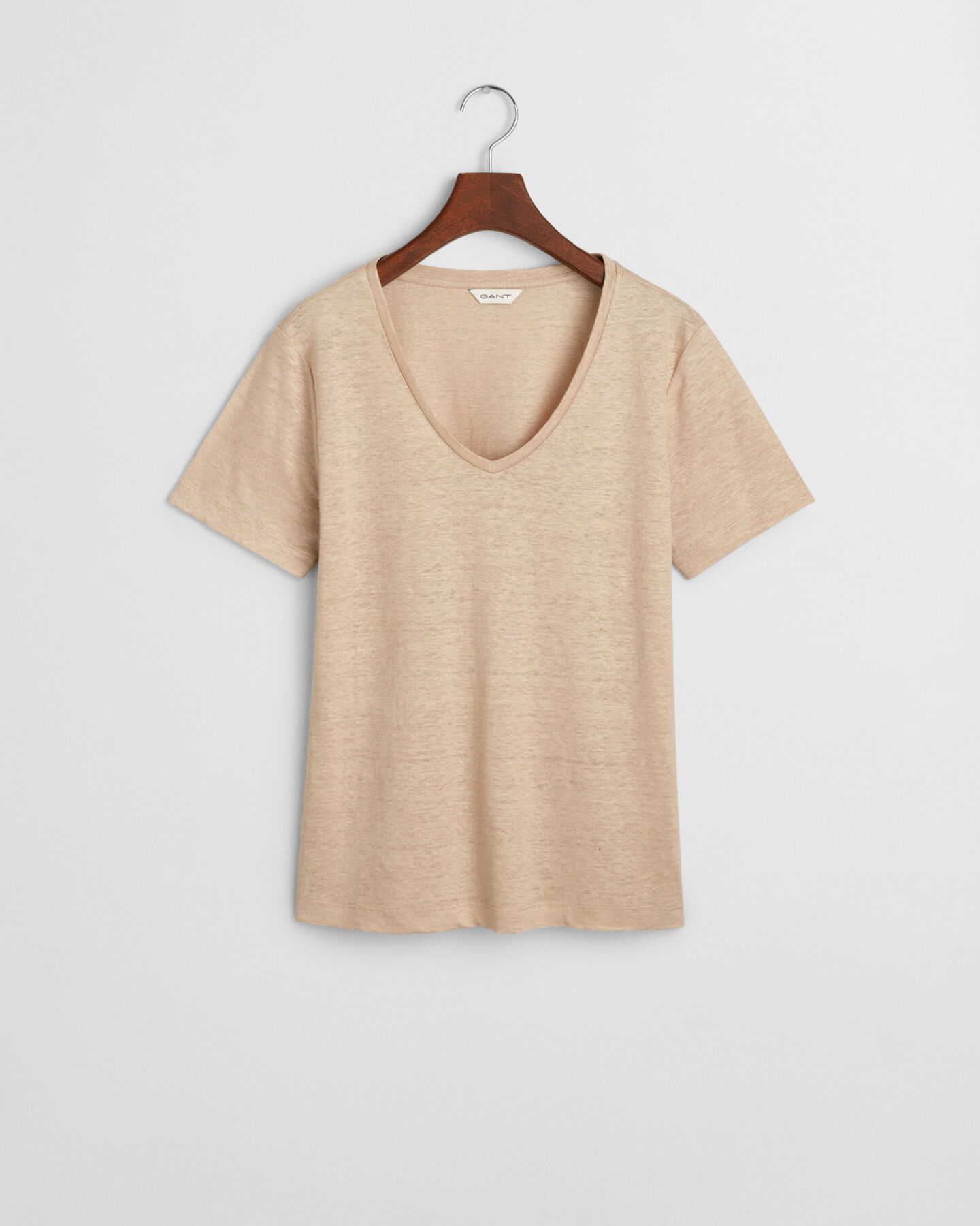 Leinen T-Shirt mit V-Ausschnitt