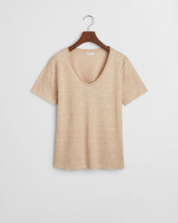 Leinen T-Shirt mit V-Ausschnitt