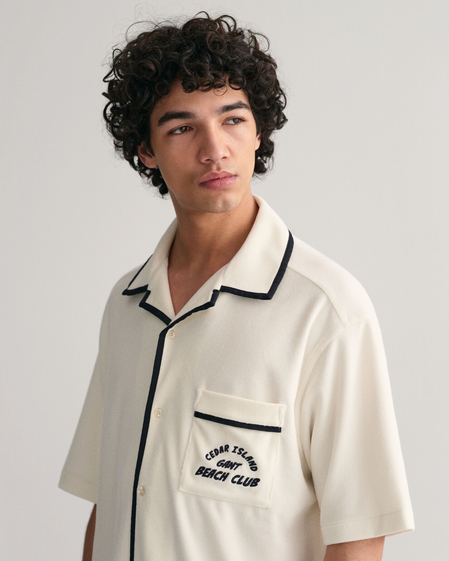 Relaxed Fit Terry Cloth Kurzarmhemd