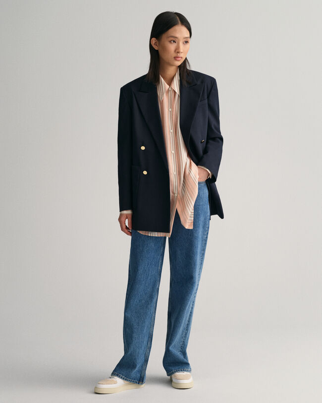 Oversized Seidenbluse mit Streifen