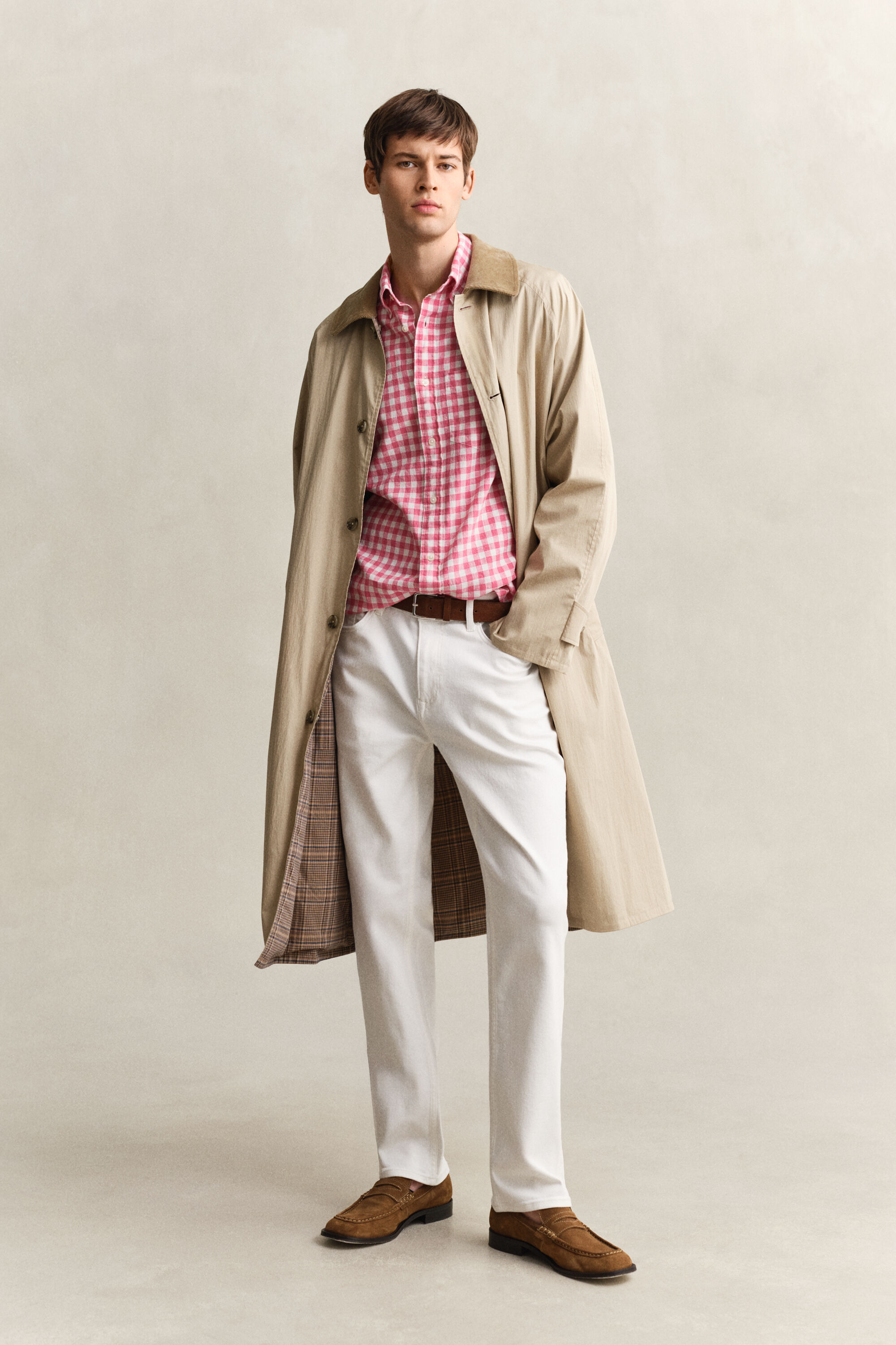 Gingham Hemd aus Leinenmix