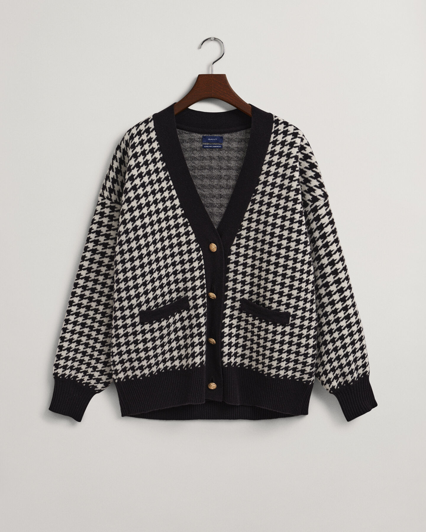 Houndstooth Oversized Strickjacke