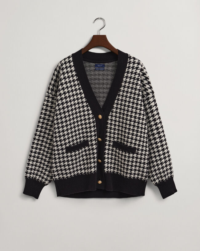 Houndstooth Oversized Strickjacke