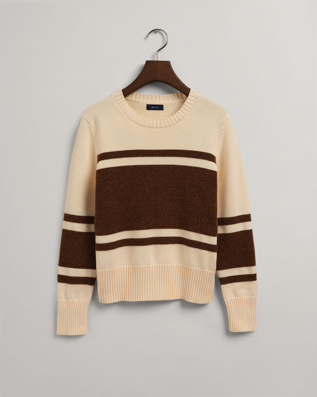 Rundhalspullover mit Blockstreifen
