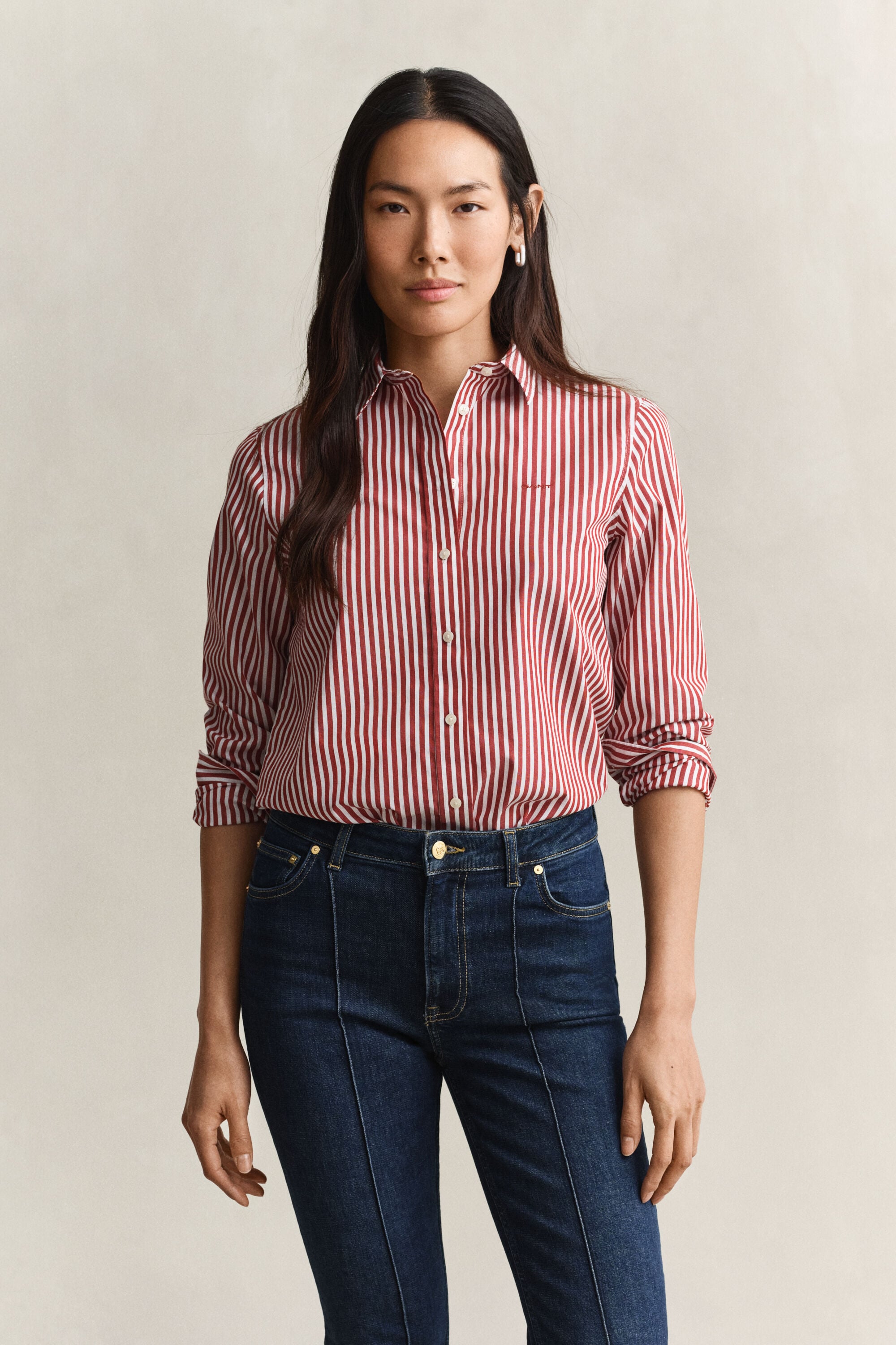 Regular Fit Classic Popeline-Bluse mit Streifen