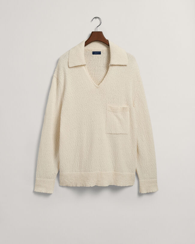 Polopullover aus Baumwoll-Leinen-Flammgarn