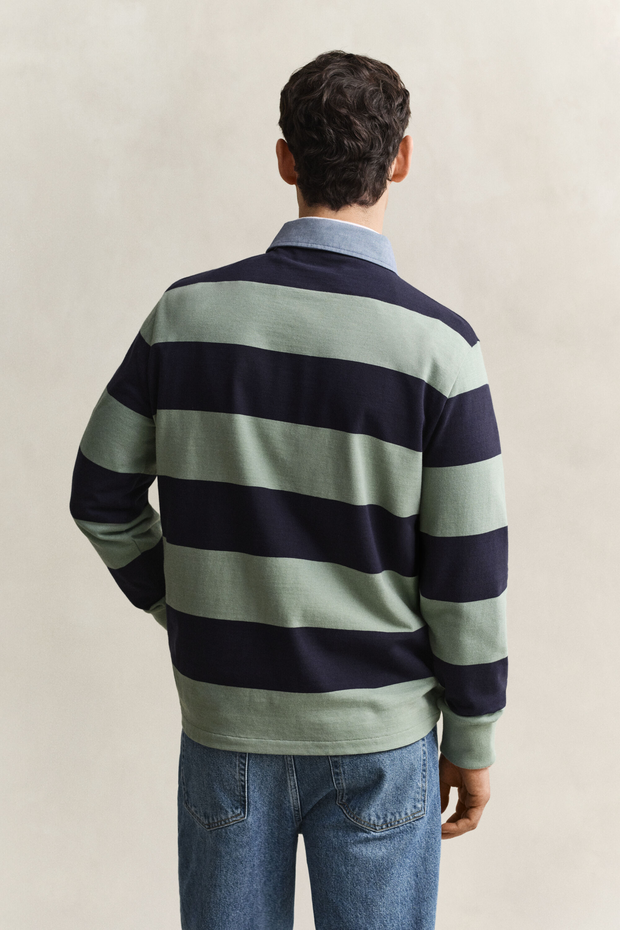 Gestreiftes Heavy Rugger mit Chambray-Kragen