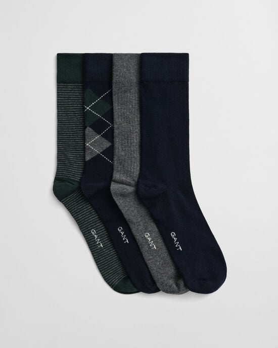 4er-Pack Socken Argyle & Streifen in Geschenkbox