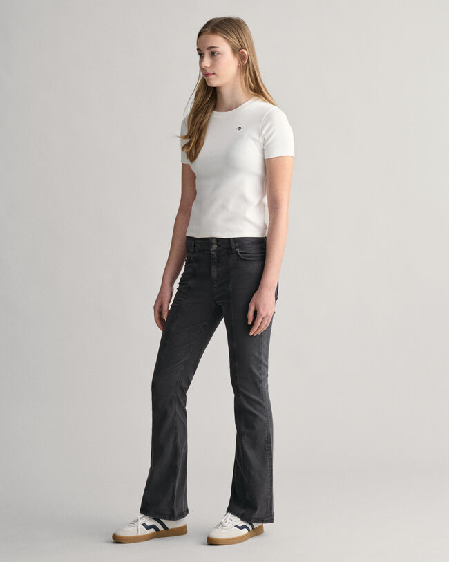 Teens Girls Geripptes Shield T-Shirt