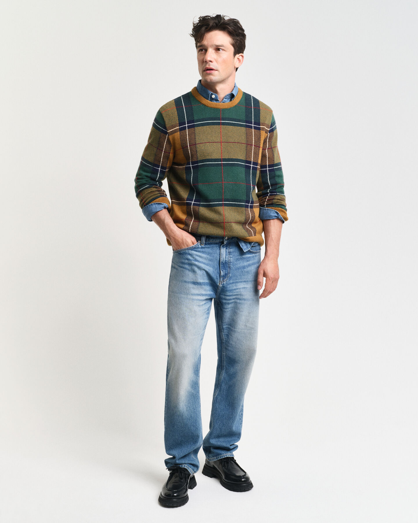 Karierter Rundhalspullover