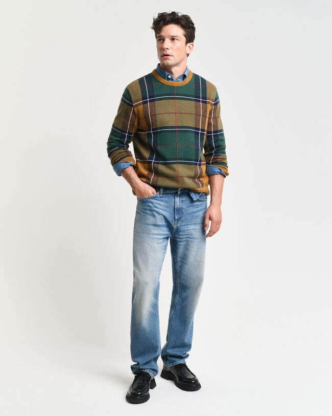 Karierter Rundhalspullover