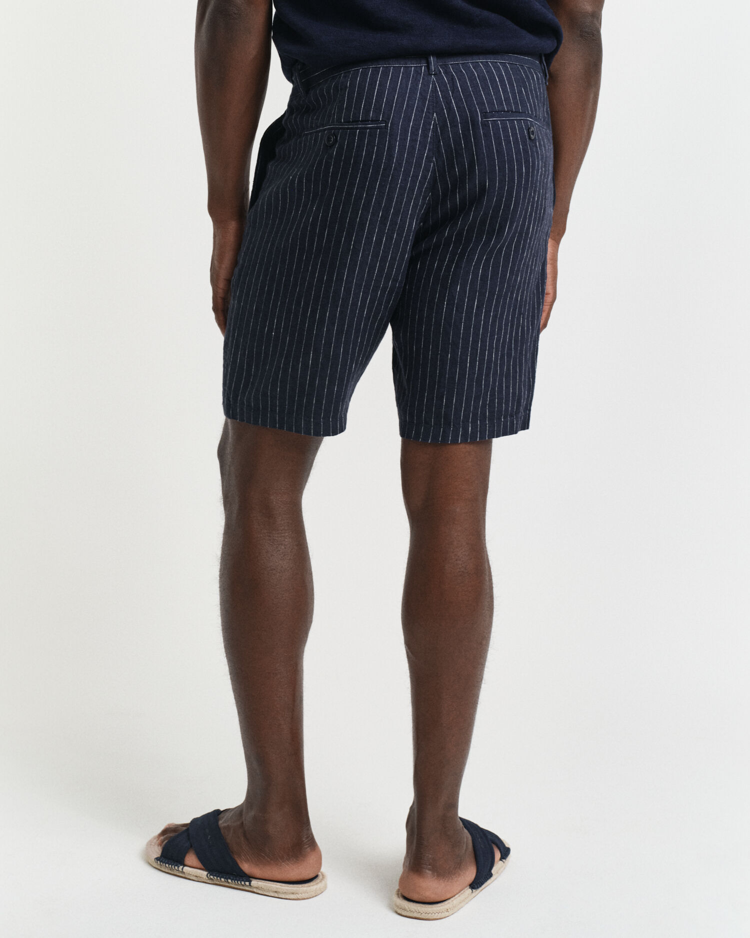 Regular Fit Pinstripe Leinen Shorts