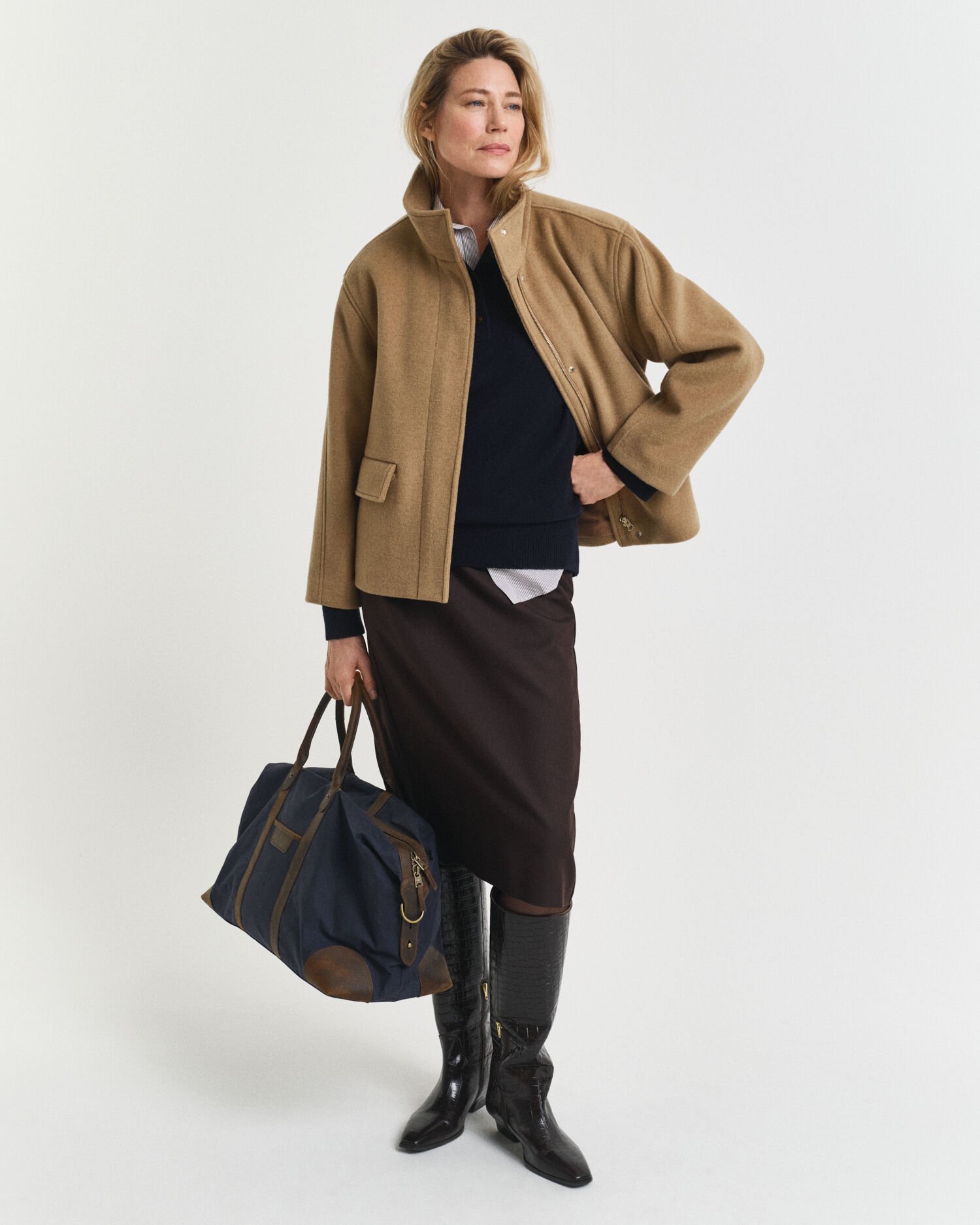 Kurze Reißverschlussjacke aus Wolle